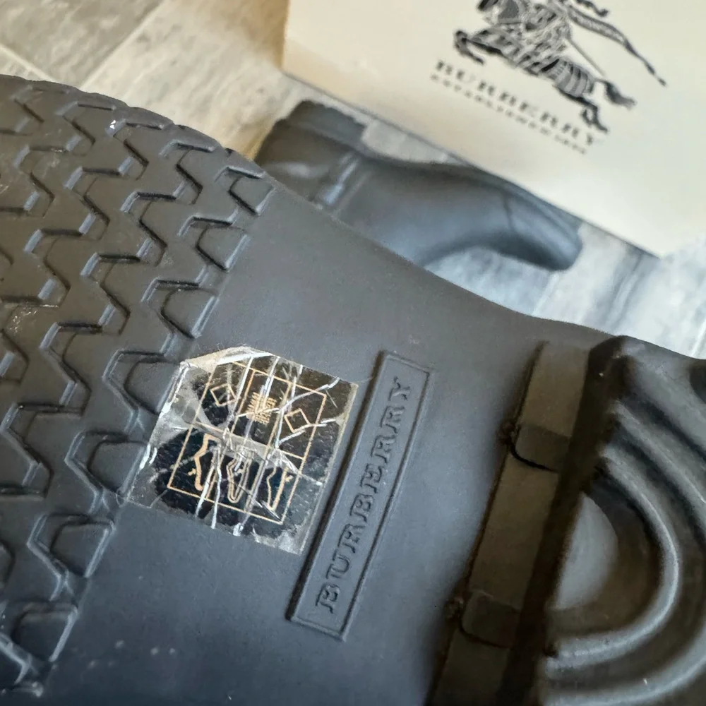 Burberry Black Short Rain Boots with Buckle Detail